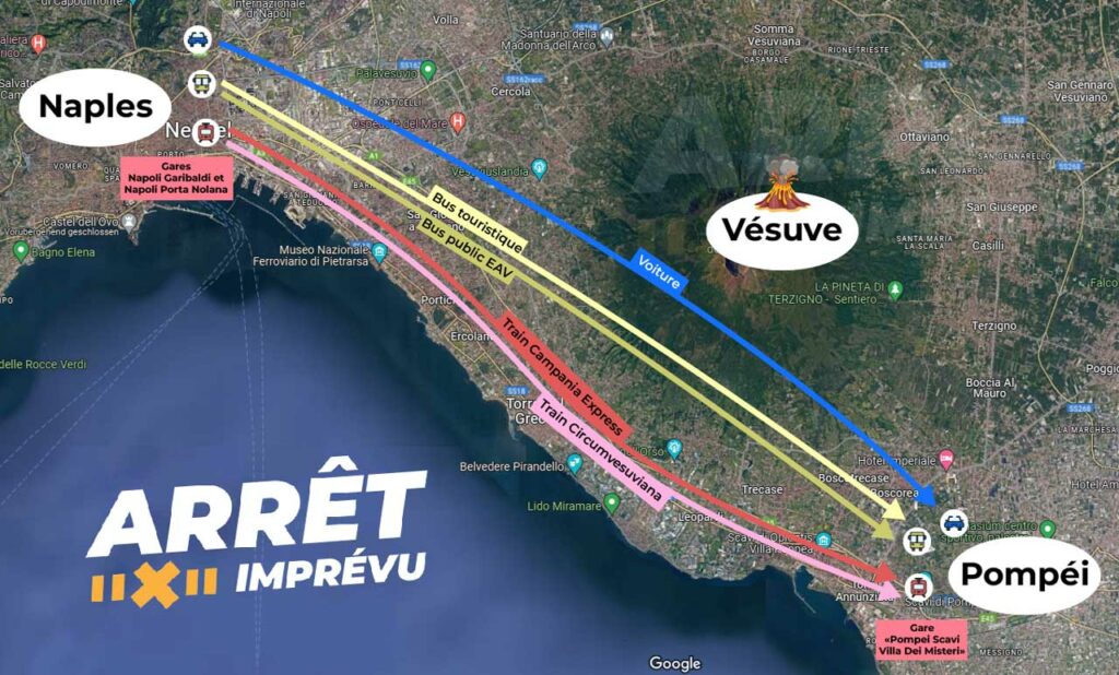 Transfert Naples Pompéi Différents mode de transport